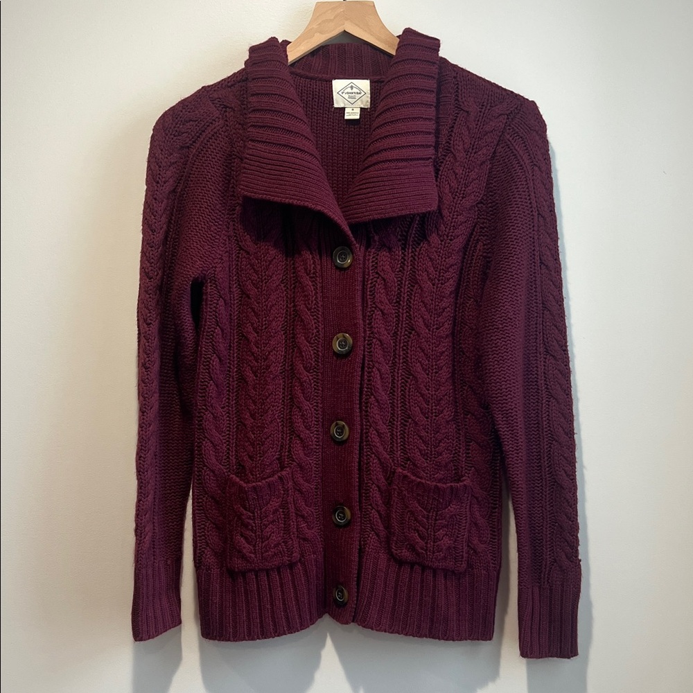 St. John's Bay Maroon Cable Knit Cardigan
